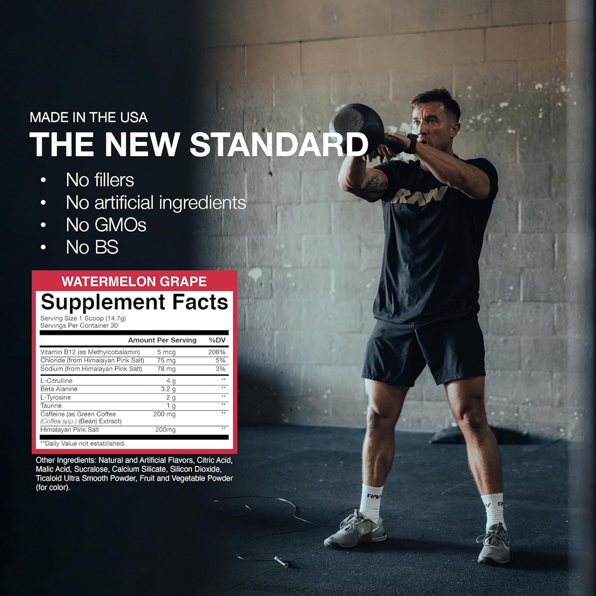 RAW Essential Pre-Workout Powder | Caffeine, L-Citrulline, L-Tyrosine & Beta-Alanine