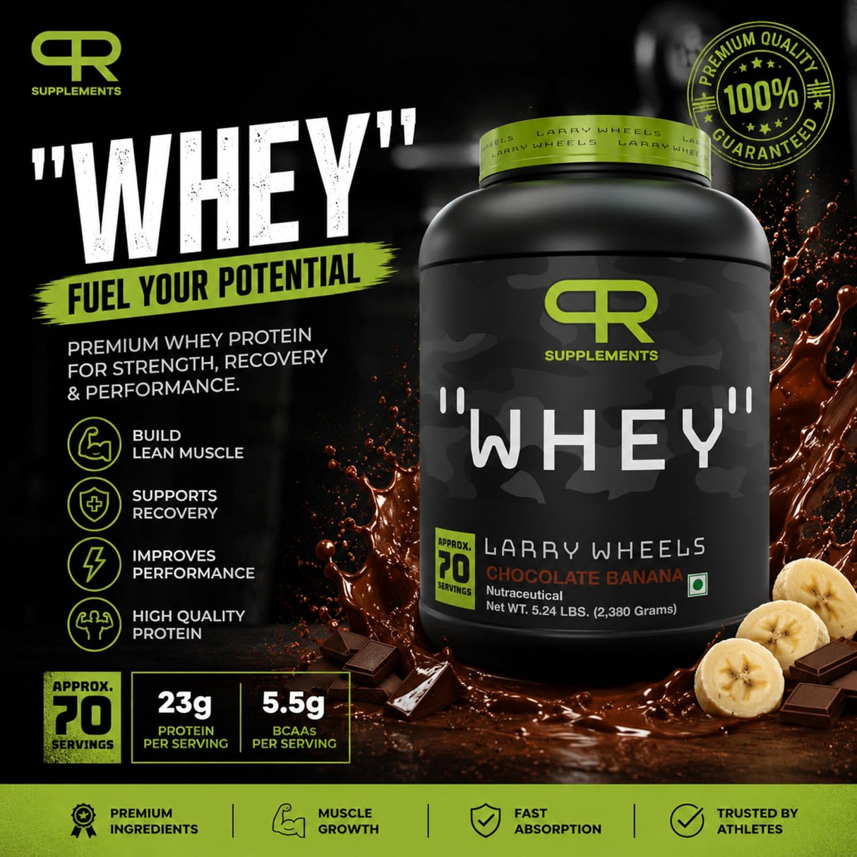PR Supplements Larry Wheels Whey Protein Powder 2.38kg | Whey Protein Supplement