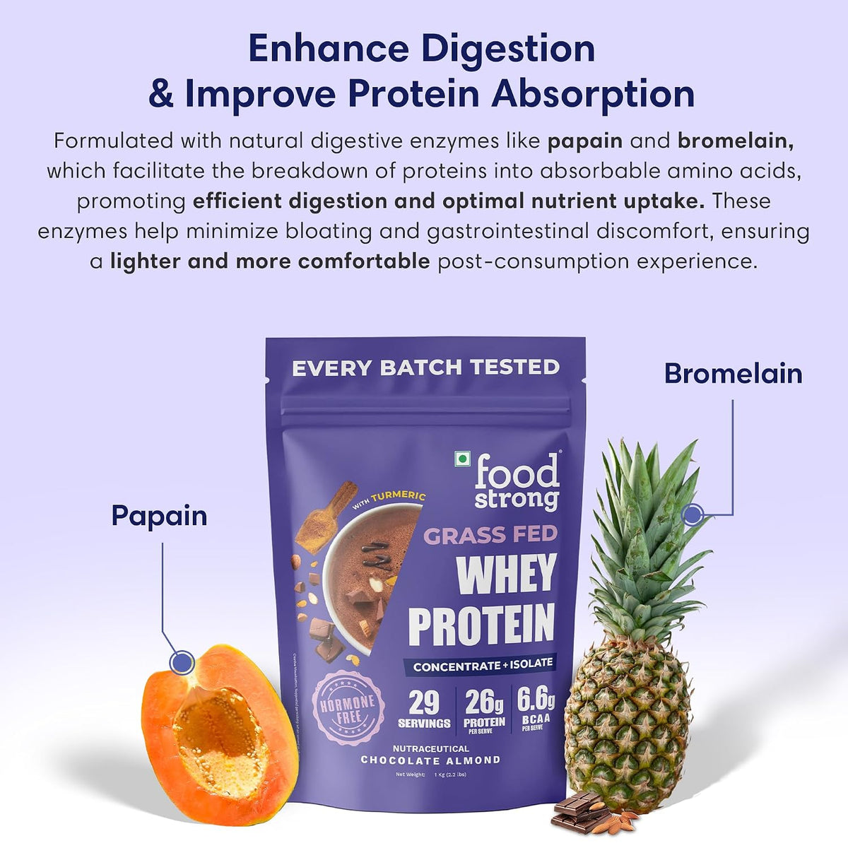 Foodstrong Whey Protein Concentrate & Isolate Powder 1kg | 16g Protein | 29 Servings