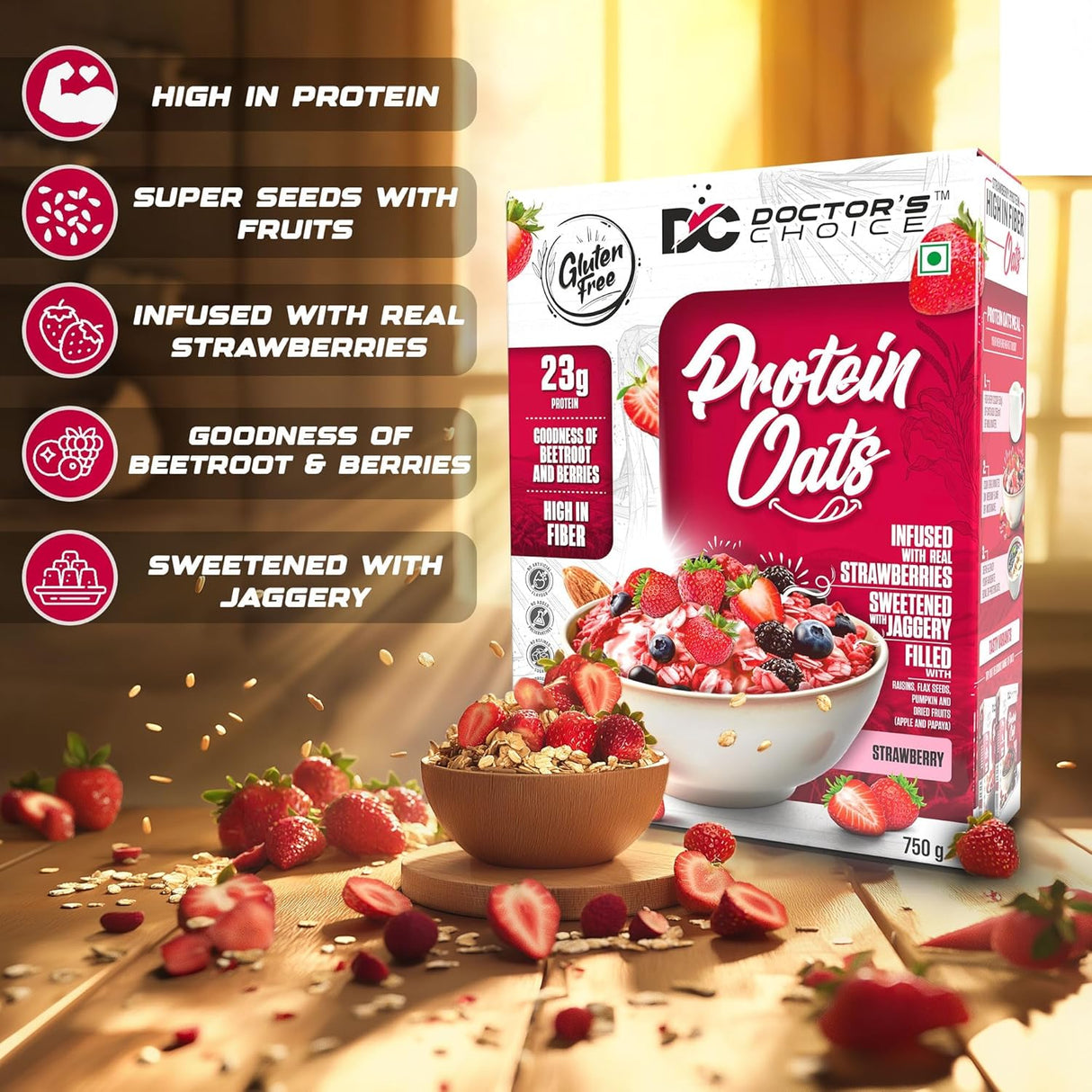 Doctor's Choice Protein Oats 750 gm ( 15 Serving )