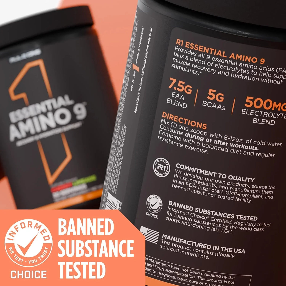 RULE1 Essential Amino 9 Recovery & Hydration Support - 30 Servings