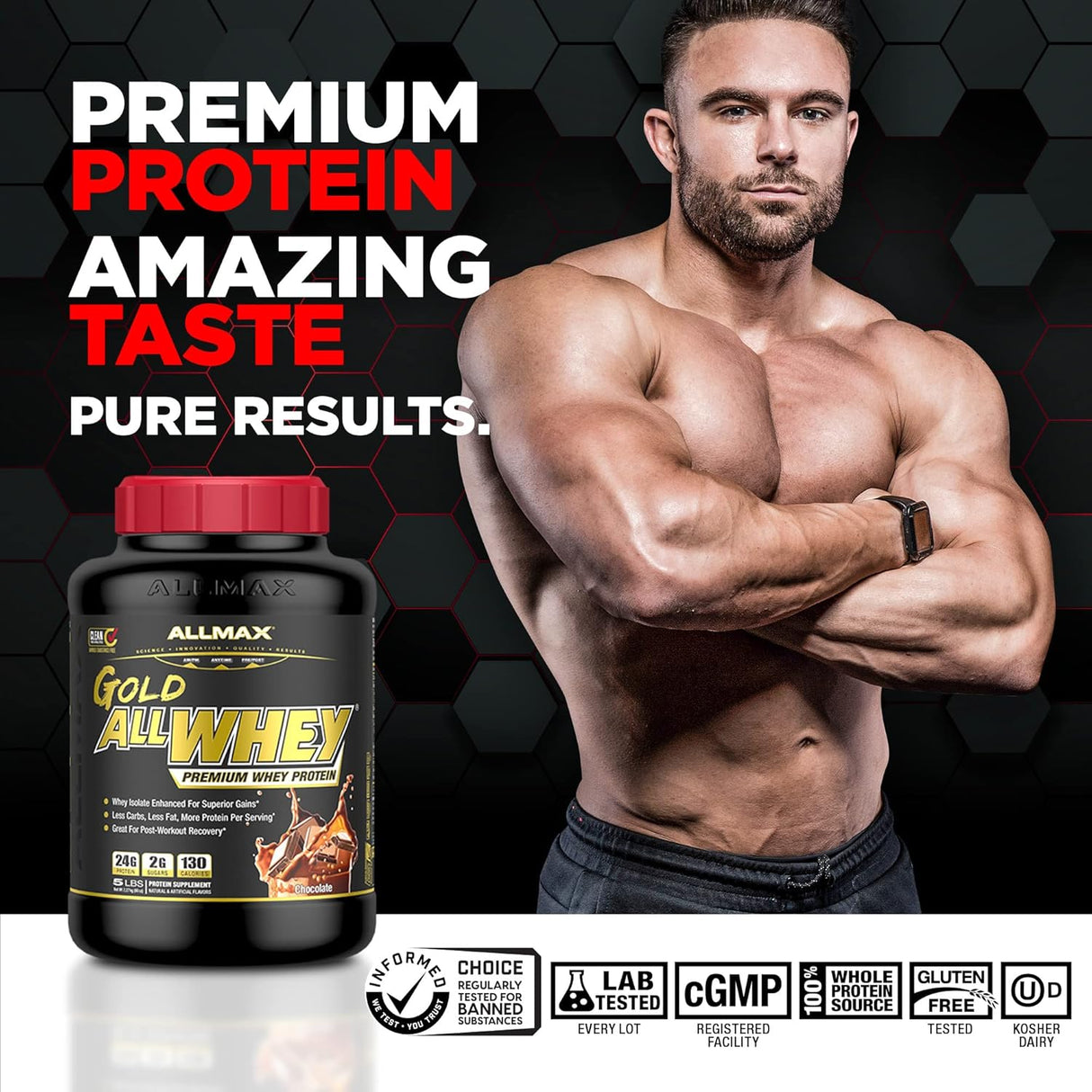 Allmax Gold Allwhey Premium Whey Protein Powder 5lb | 24g Protein | 71 Servings