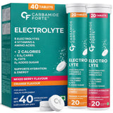 Carbamide Forte Electrolyte Supplement - Zero Sugar | Hydration Support | 20 Effervescent Tablets (Pack of 2)