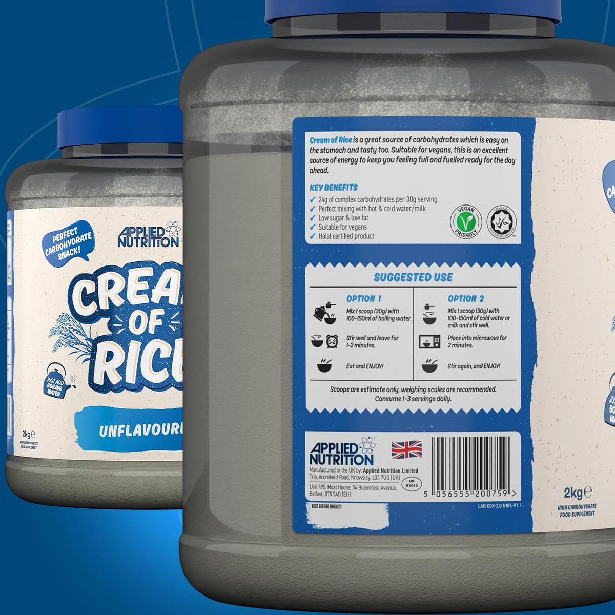 Applied Nutrition Cream of Rice | 25g Carbs | 2kg (67 Servings)