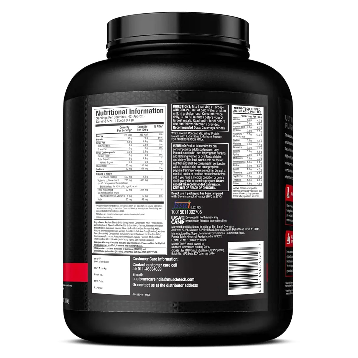 Muscletech Nitro-Tech Ripped 3.8 Lbs (1.72Kg) - 42 Servings