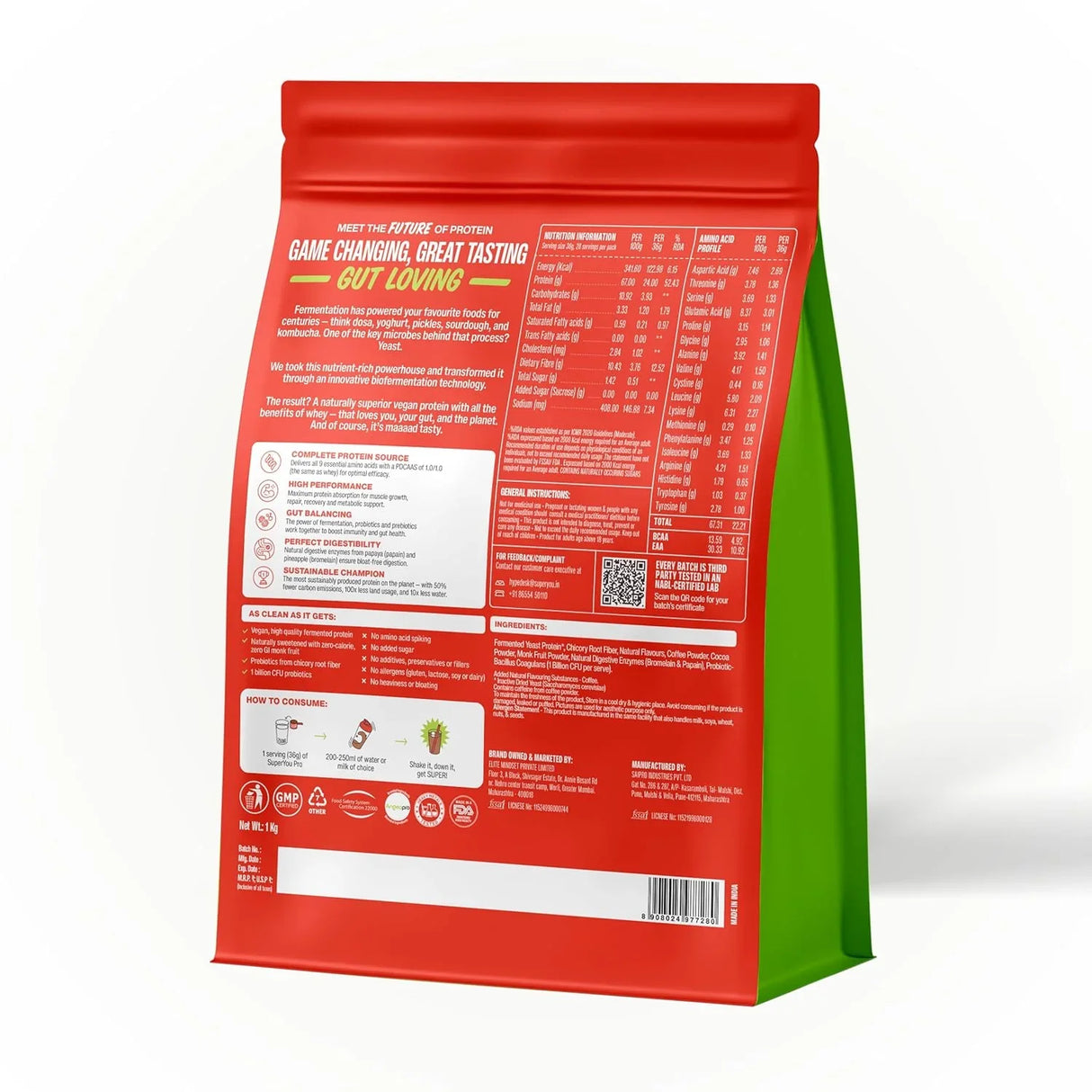 SuperYou Pro Fermented Yeast Protein Powder | 24g Protein | 1 Kg, 28 Servings