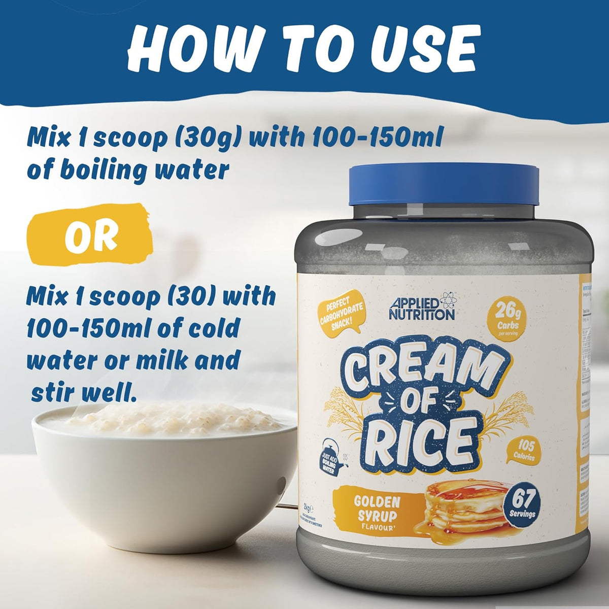 Applied Nutrition Cream of Rice | 25g Carbs | 2kg (67 Servings)