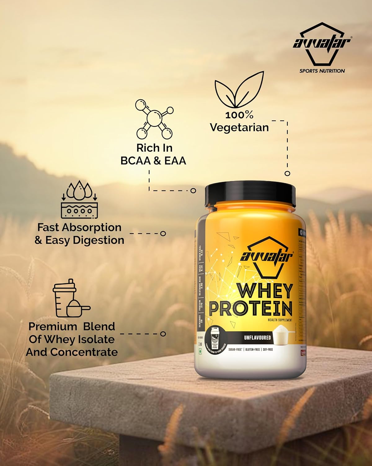Avvatar Whey Protein Powder - 1 Kg