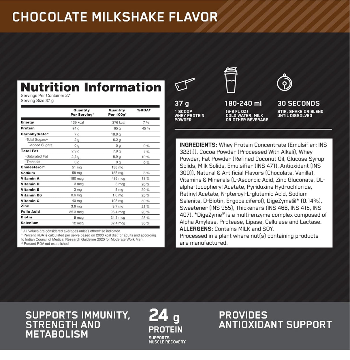 Optimum Nutrition (ON) Performance Whey Protein Powder , 1 kg