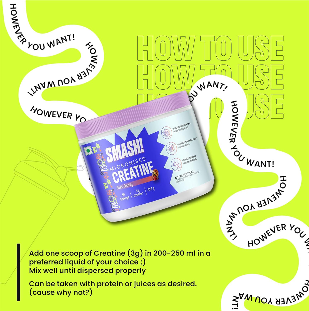 Smash Micronised Creatine Monohydrate, 320 g