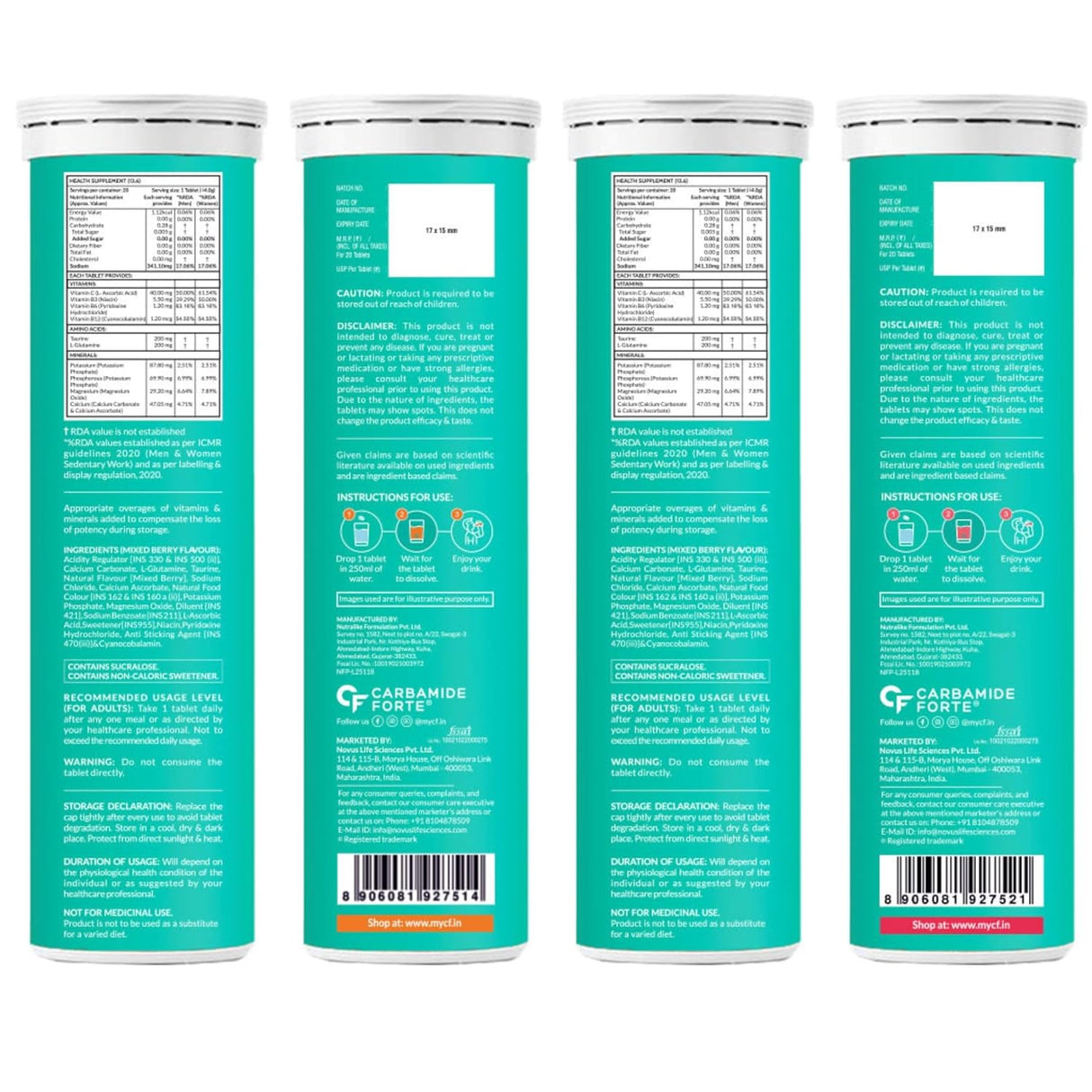 Carbamide Forte Electrolyte Supplement - Zero Sugar | Hydration Support | 20 Effervescent Tablets (Pack of 2)