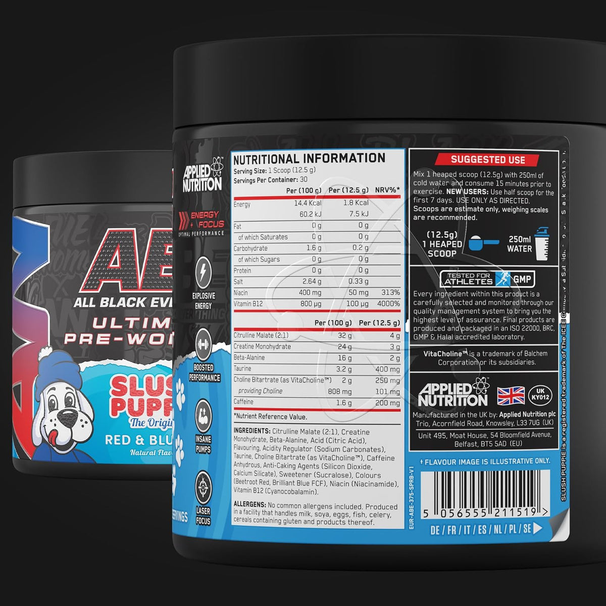 Applied Nutrition ABE (All Black Everything) Pre-Workout Powder | 375g (30 Servings)