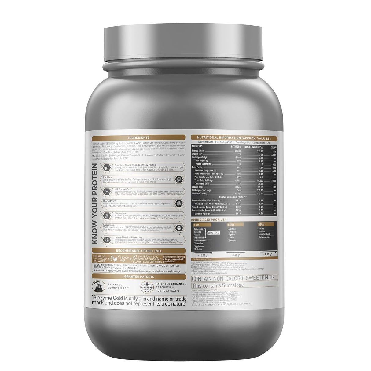 MuscleBlaze Biozyme Gold 100% Whey - 1 Kg