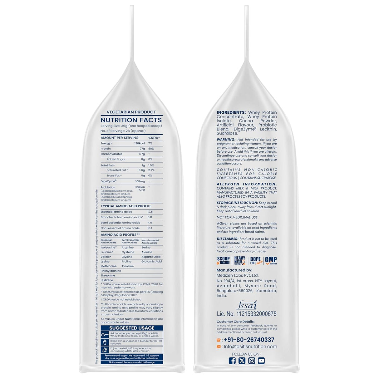 AS-IT-IS Atom Whey Protein with Digestive Enzymes - 1 kg (2.2 Lbs)