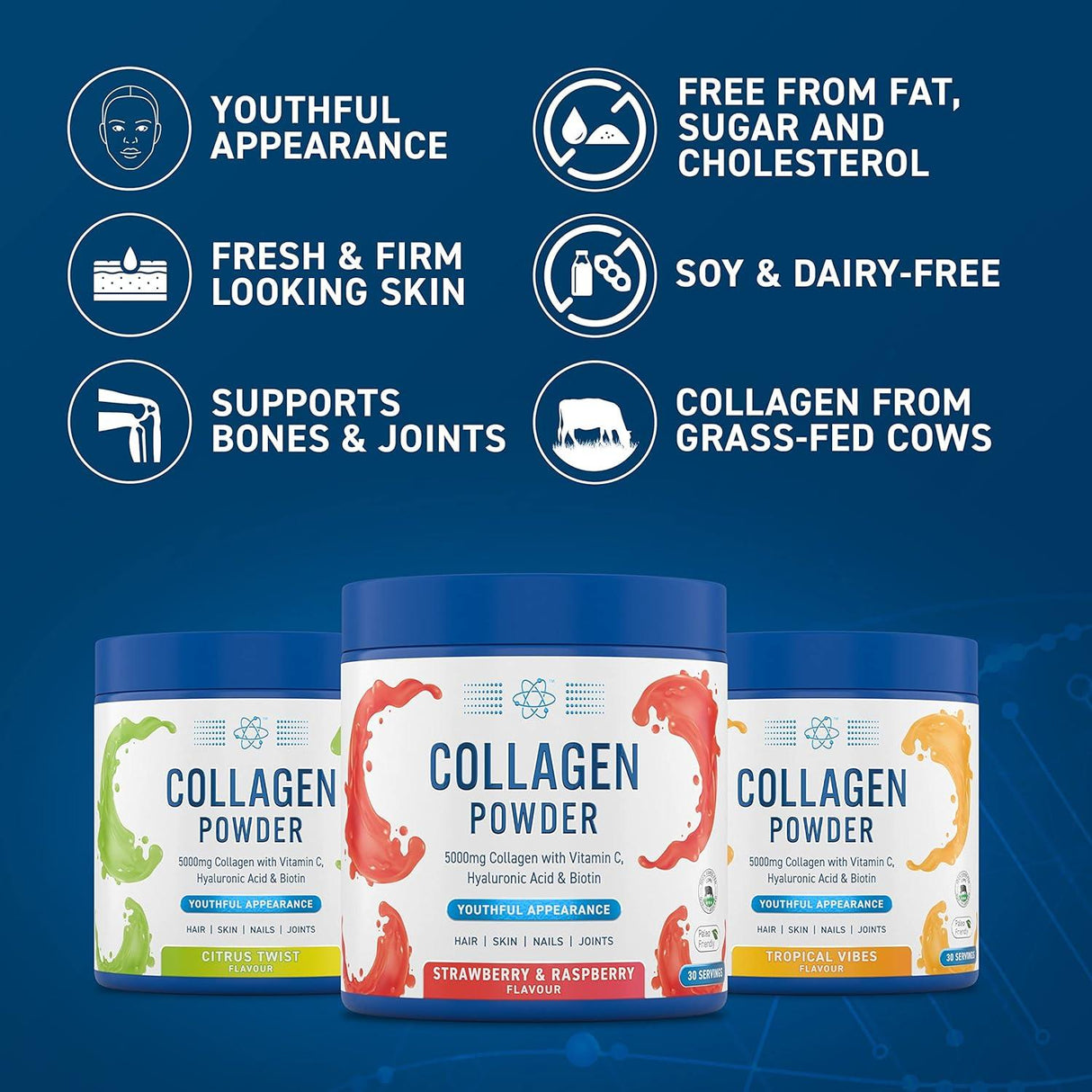 Applied Nutrition Collagen Peptides Powder | Hydrolysed Bovine Collagen | 165g (30 Servings)