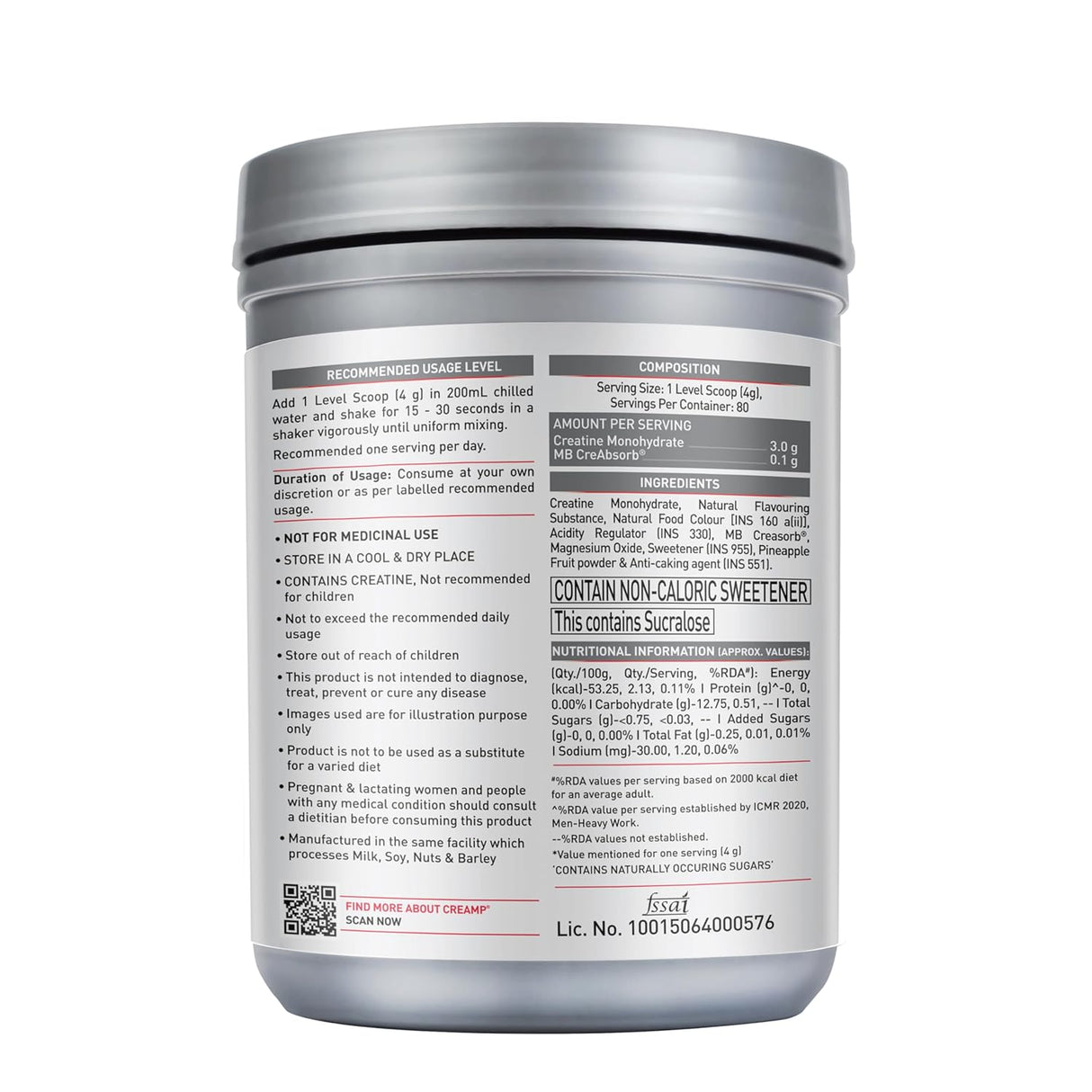 MuscleBlaze Creatine Monohydrate CreAMP - 80 Servings