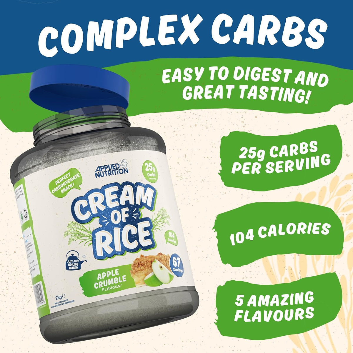 Applied Nutrition Cream of Rice | 25g Carbs | 2kg (67 Servings)