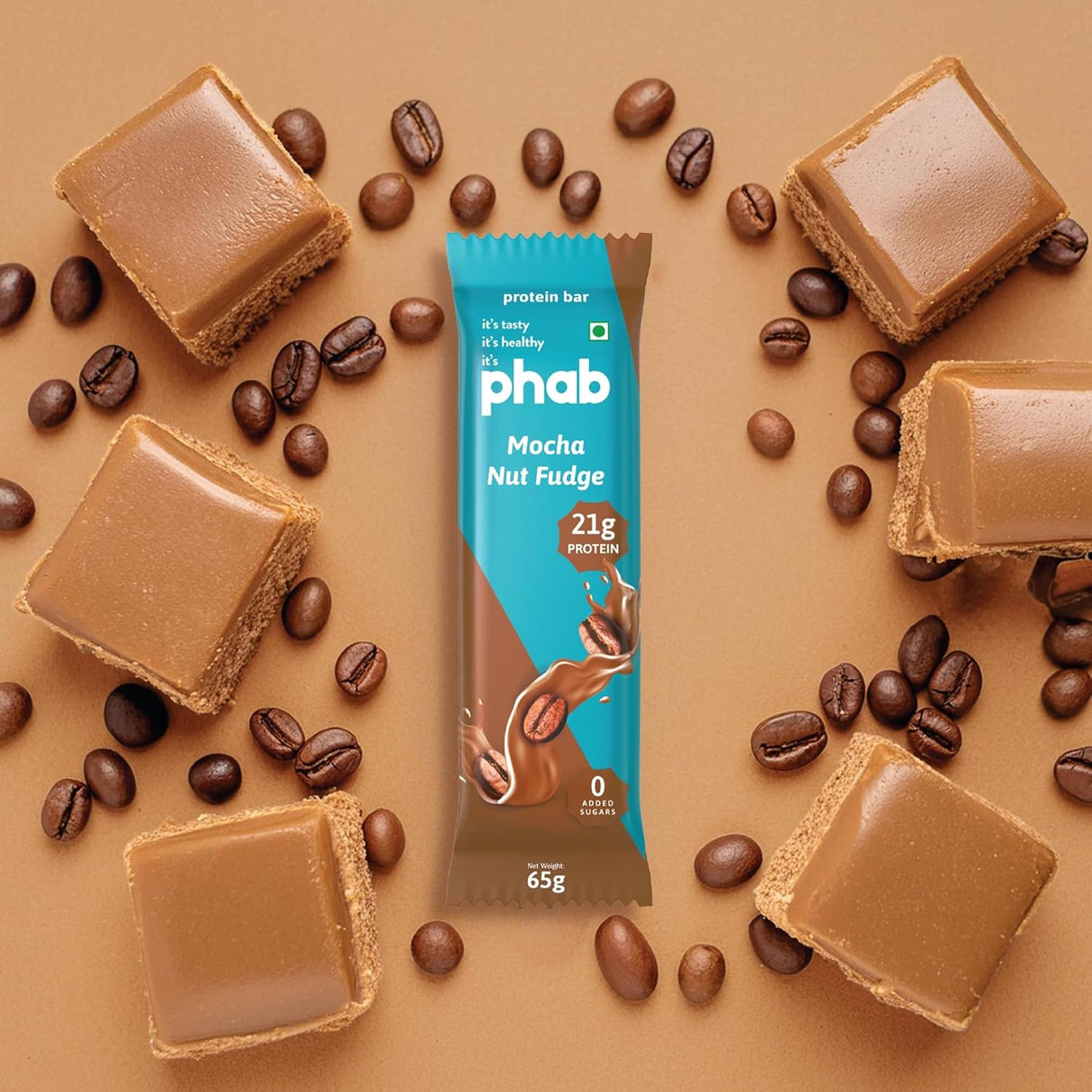 PHAB Fudge Protein Bars | 21g Protein | Pack of 12