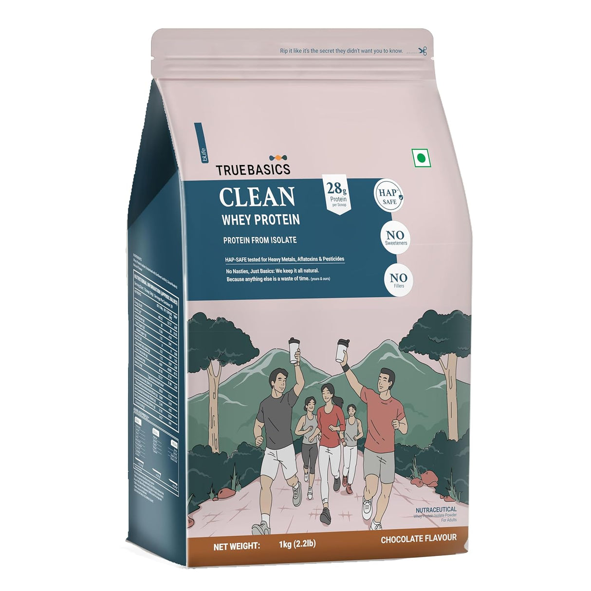 TrueBasics Clean Whey 100% Protein Isolate (1 Kg) | 28g Protein per Scoop