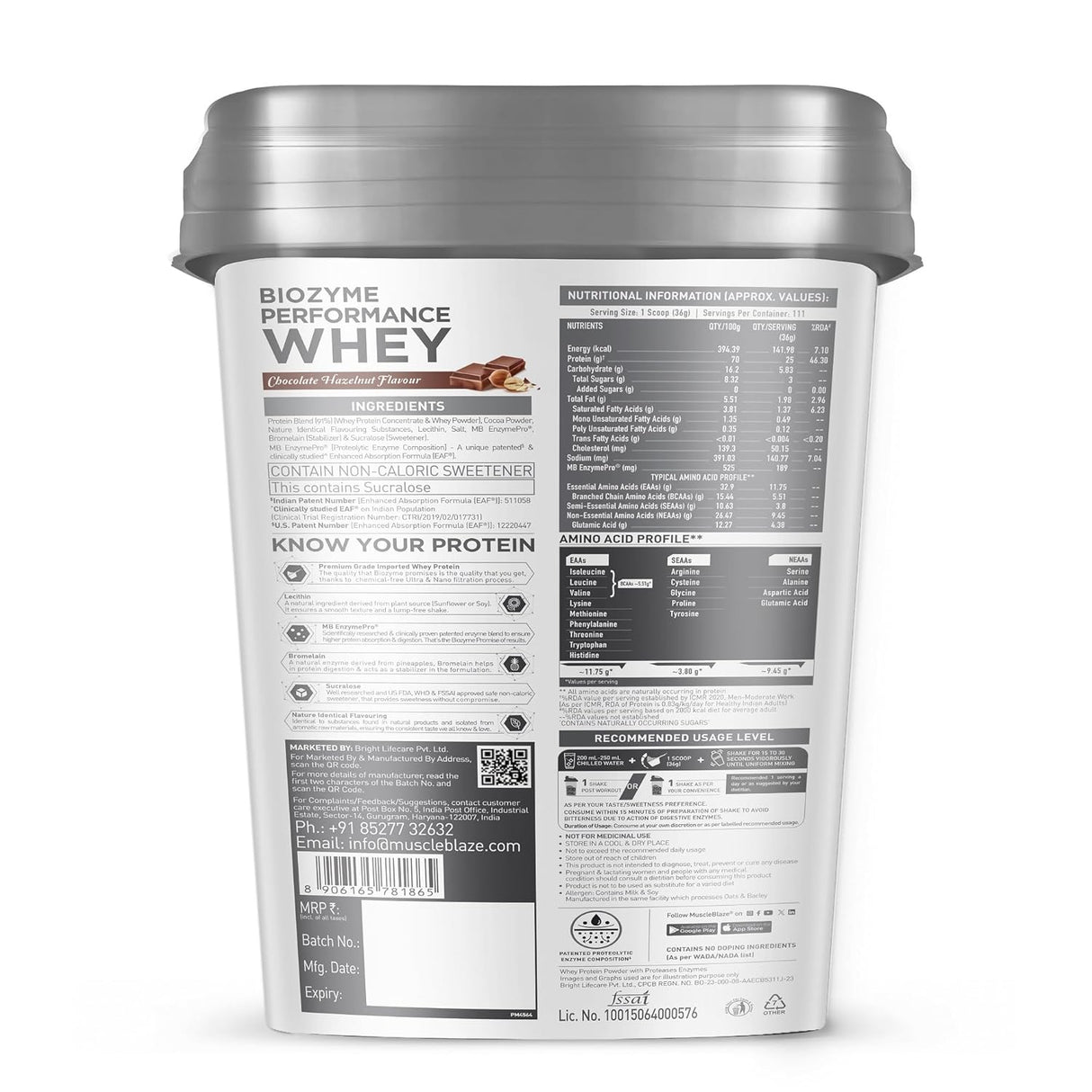 MuscleBlaze Biozyme Performance Whey - 8.8 Lbs