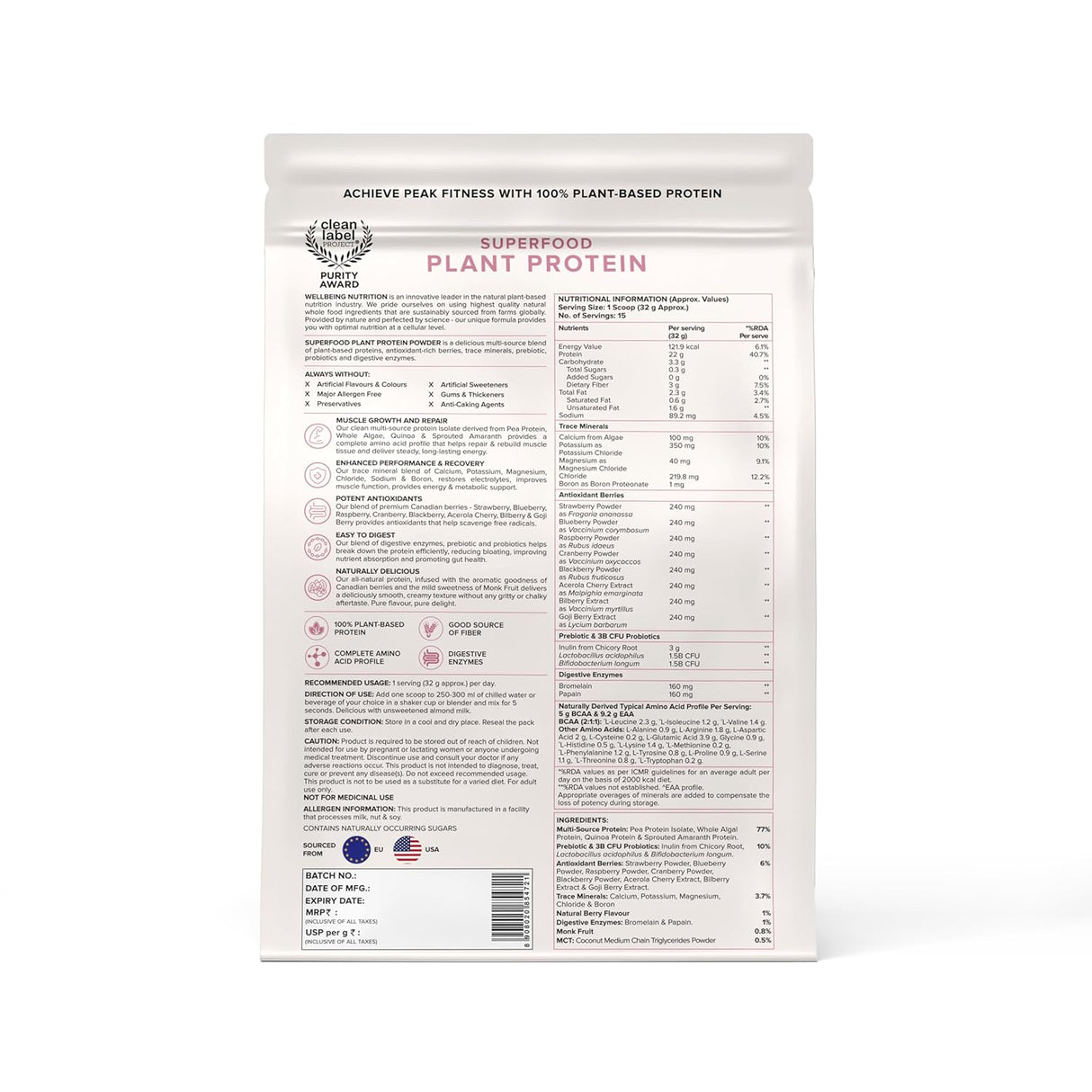 Wellbeing Nutrition Plant Protein 500 Gm