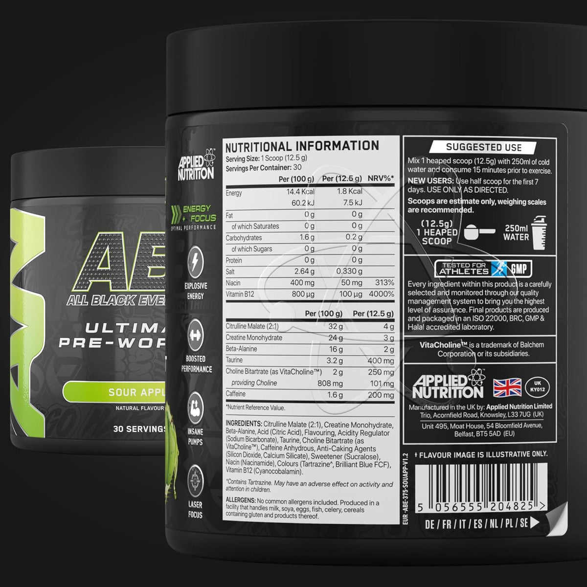 Applied Nutrition ABE (All Black Everything) Pre-Workout Powder | 375g (30 Servings)