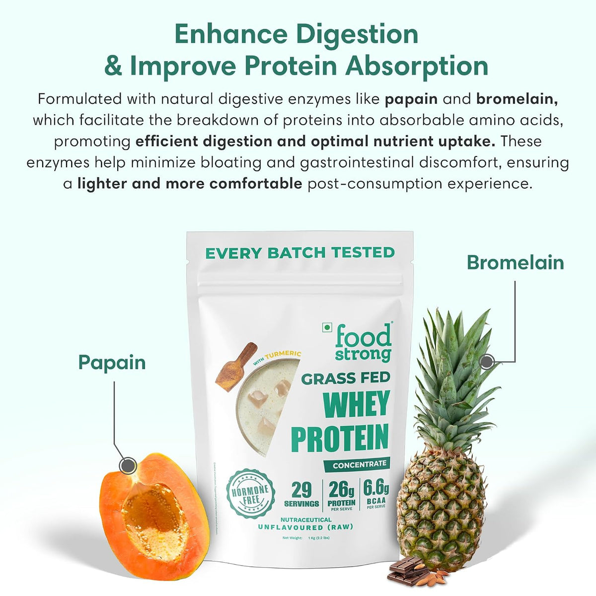 Foodstrong Whey Protein Concentrate & Isolate Powder 1kg | 16g Protein | 29 Servings