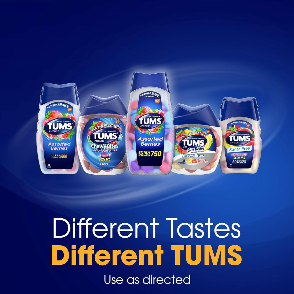 TUMS Extra Strength Chewable Antacid Tablets | Assorted Berries | 96 Count