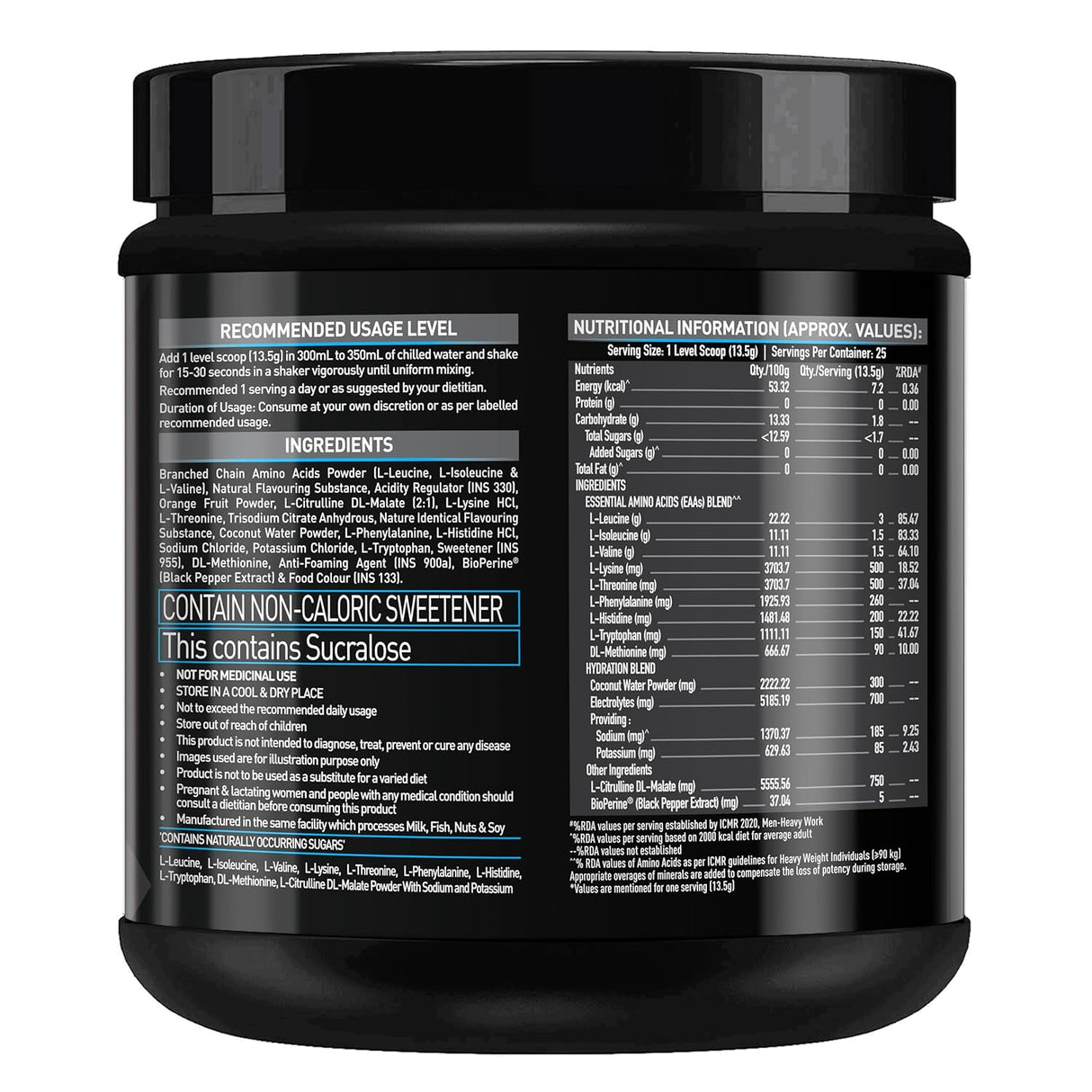 MuscleBlaze EAA 8000 | 1000mg Hydration Blend & 750mg L-Citrulline | 340g, 25 Servings