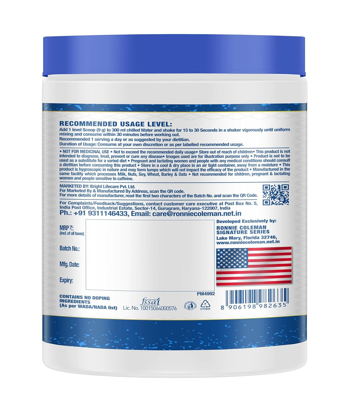 Ronnie Coleman Signature Yeah Buddy Pre-Workout Powder - 270g, 30 Servings