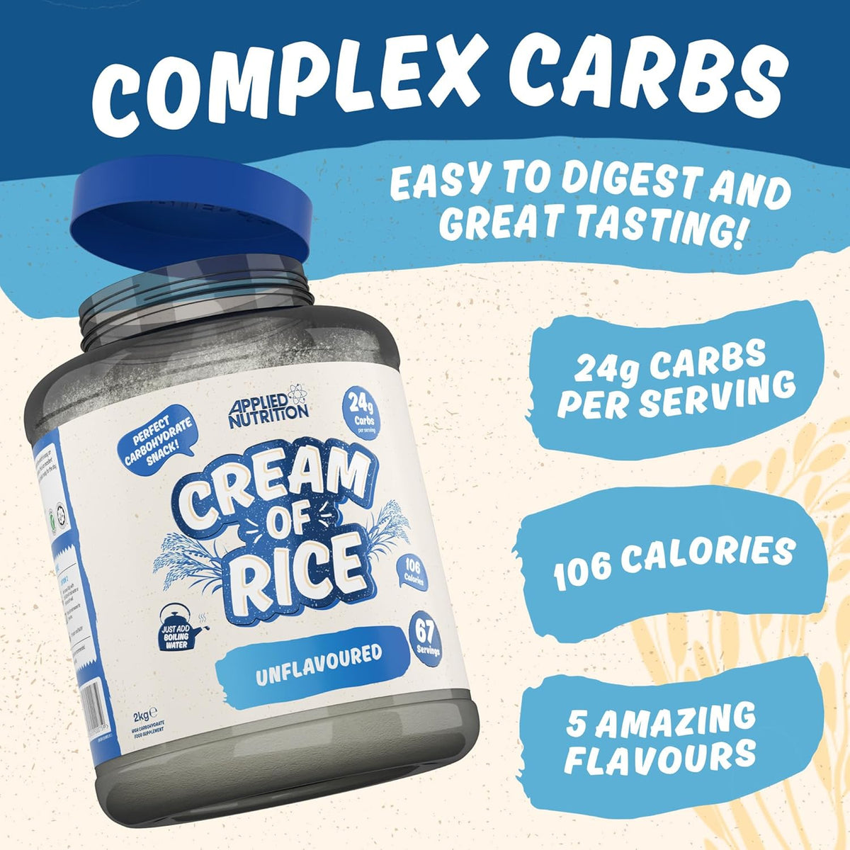 Applied Nutrition Cream of Rice | 25g Carbs | 2kg (67 Servings)