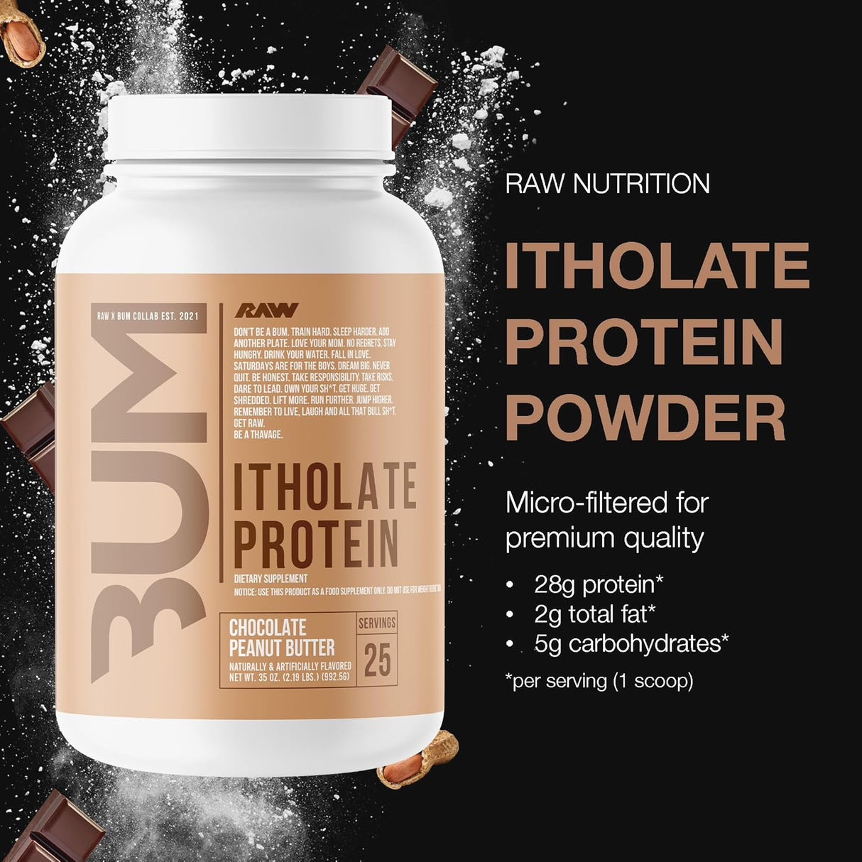 RAW Essential CBUM Itholate Whey Isolate Protein 25 Servings | Grass-Fed Whey Protein Isolate