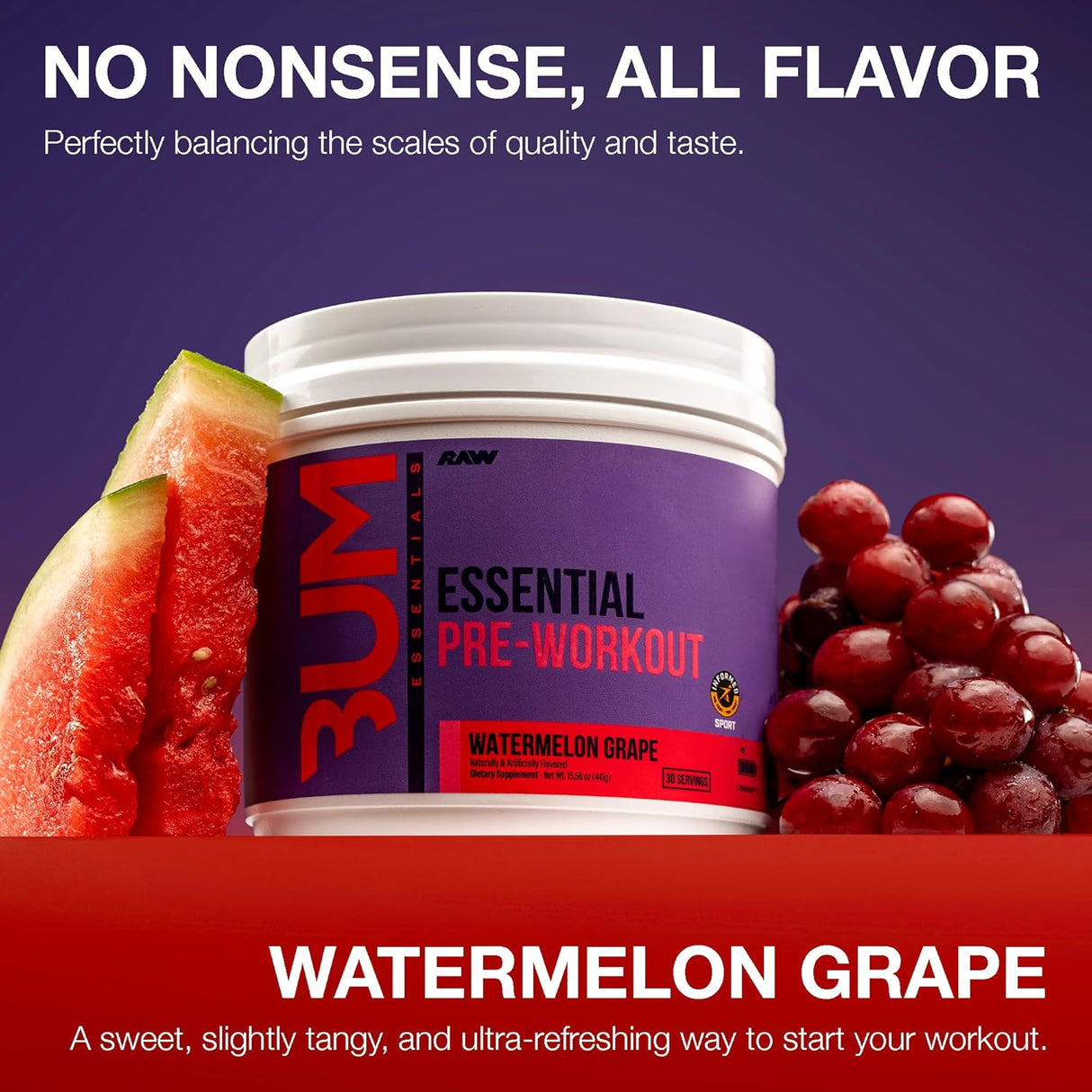 RAW Essential Pre-Workout Powder | Caffeine, L-Citrulline, L-Tyrosine & Beta-Alanine