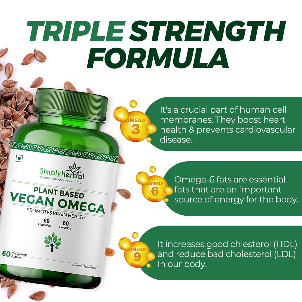 Simply Herbal Flaxseed Omega 3-6-9 Capsules | 500mg | 60 Capsules