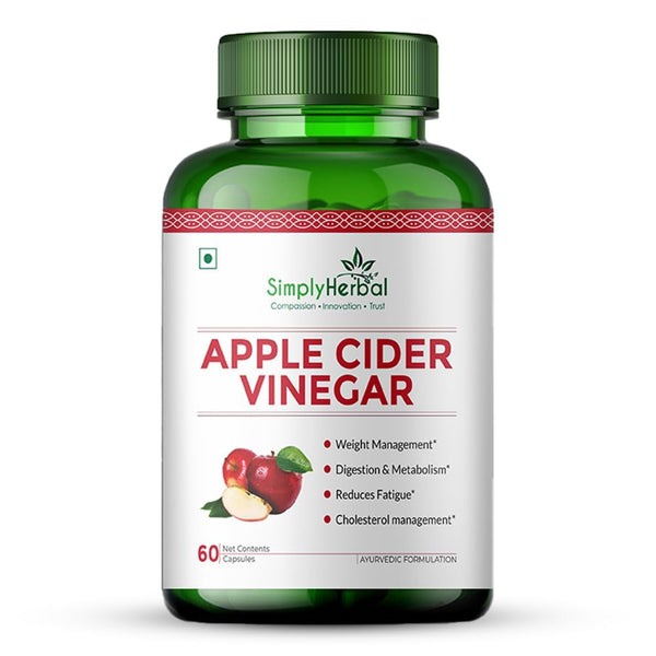 Simply Herbal Organics Apple Cider Vinegar 500mg | Probiotics Blend | 60 Veg Capsules