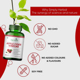 Simply Herbal Organics Apple Cider Vinegar 500mg | Probiotics Blend | 60 Veg Capsules