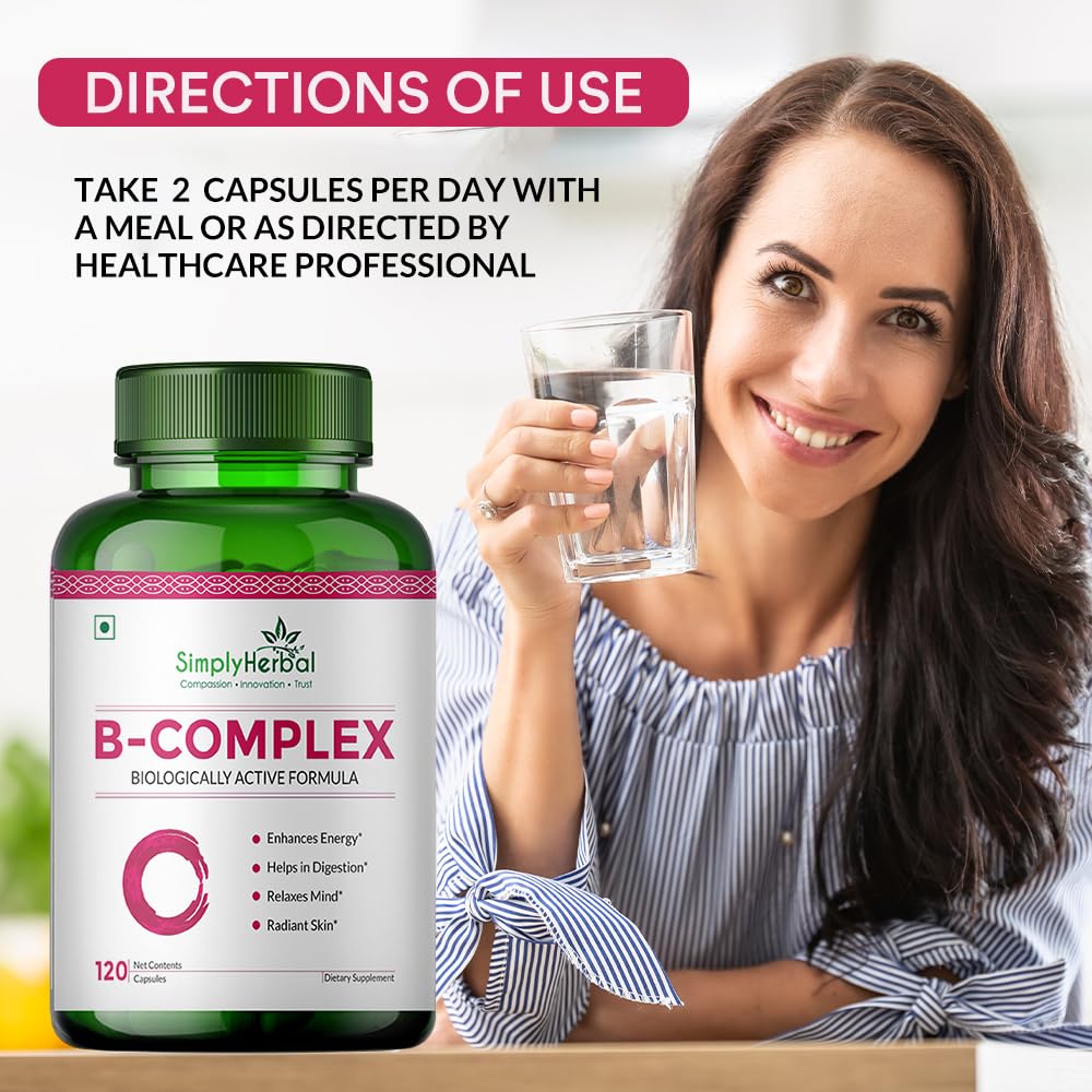 Simply Herbal Vitamin B Complex with Vitamin B12 | 120 Capsules