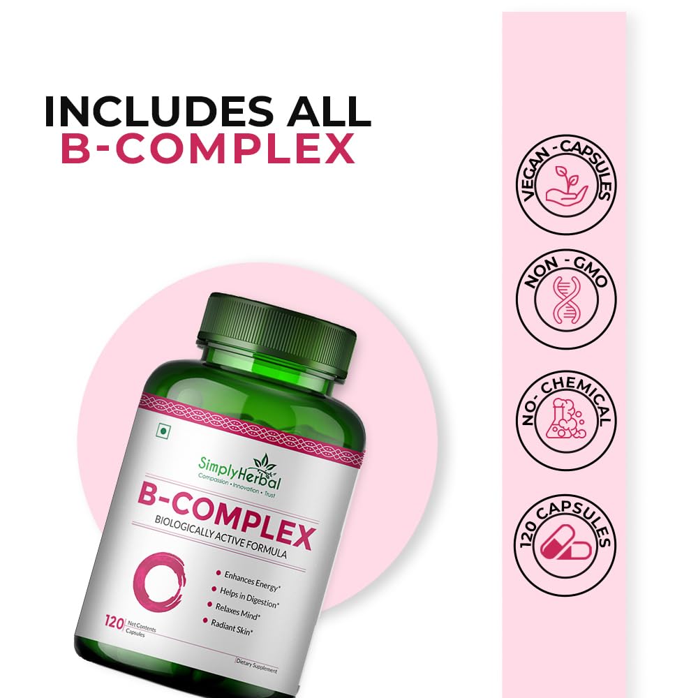 Simply Herbal Vitamin B Complex with Vitamin B12 | 120 Capsules