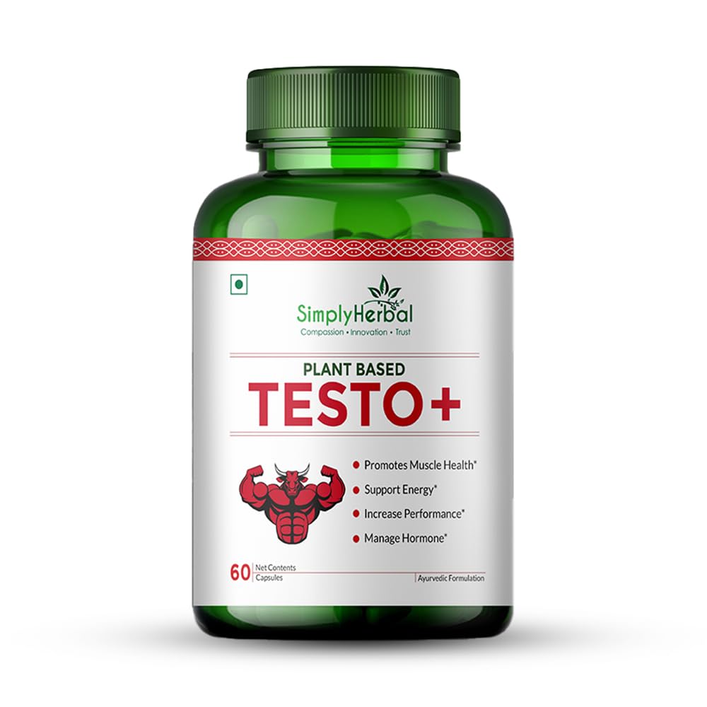 Simply Herbal Testo+ | Kaunch Beej & Ashwagandha | 60 Veg Capsules