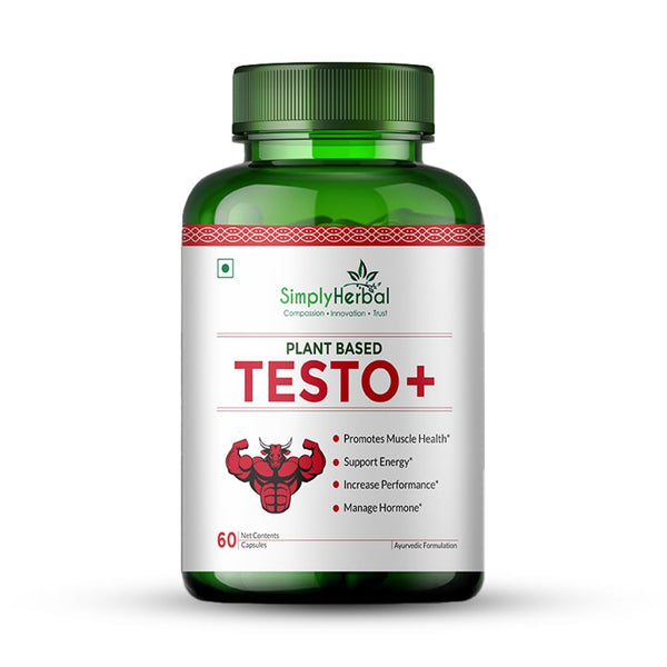 Simply Herbal Testo+ | Kaunch Beej & Ashwagandha | 60 Veg Capsules