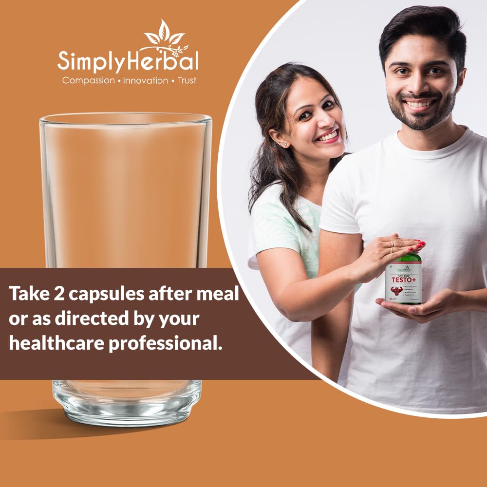 Simply Herbal Testo+ | Kaunch Beej & Ashwagandha | 60 Veg Capsules