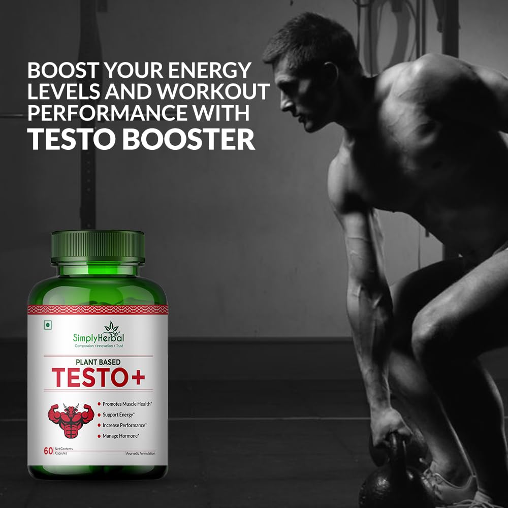 Simply Herbal Testo+ | Kaunch Beej & Ashwagandha | 60 Veg Capsules