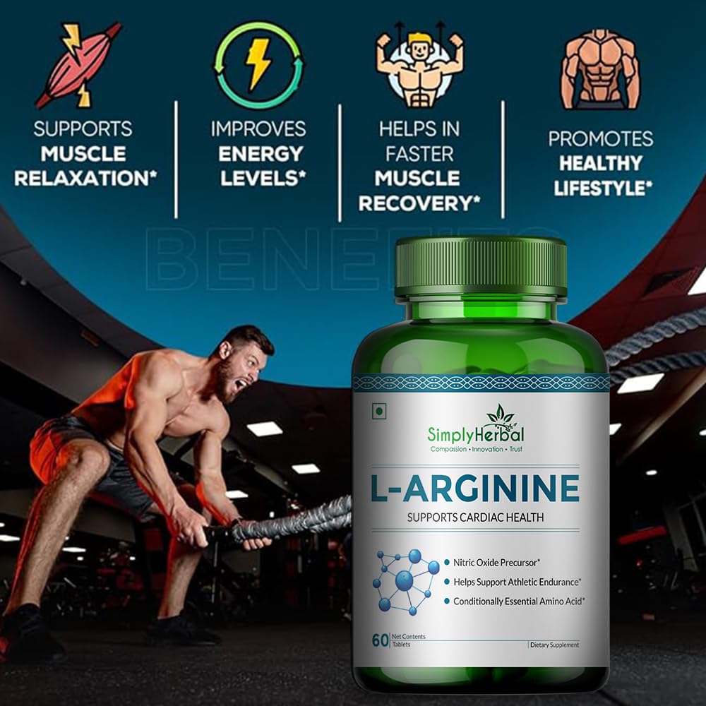 Simply Herbal L-Arginine Amino Acid Tablets | 500mg | 60 Count