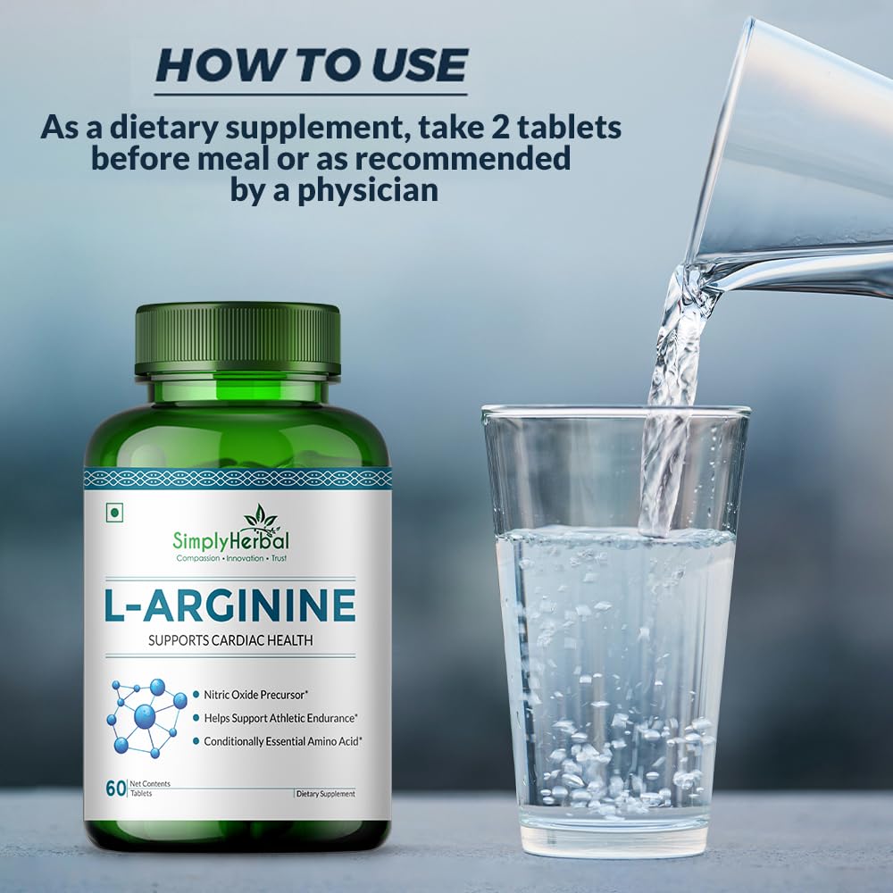 Simply Herbal L-Arginine Amino Acid Tablets | 500mg | 60 Count