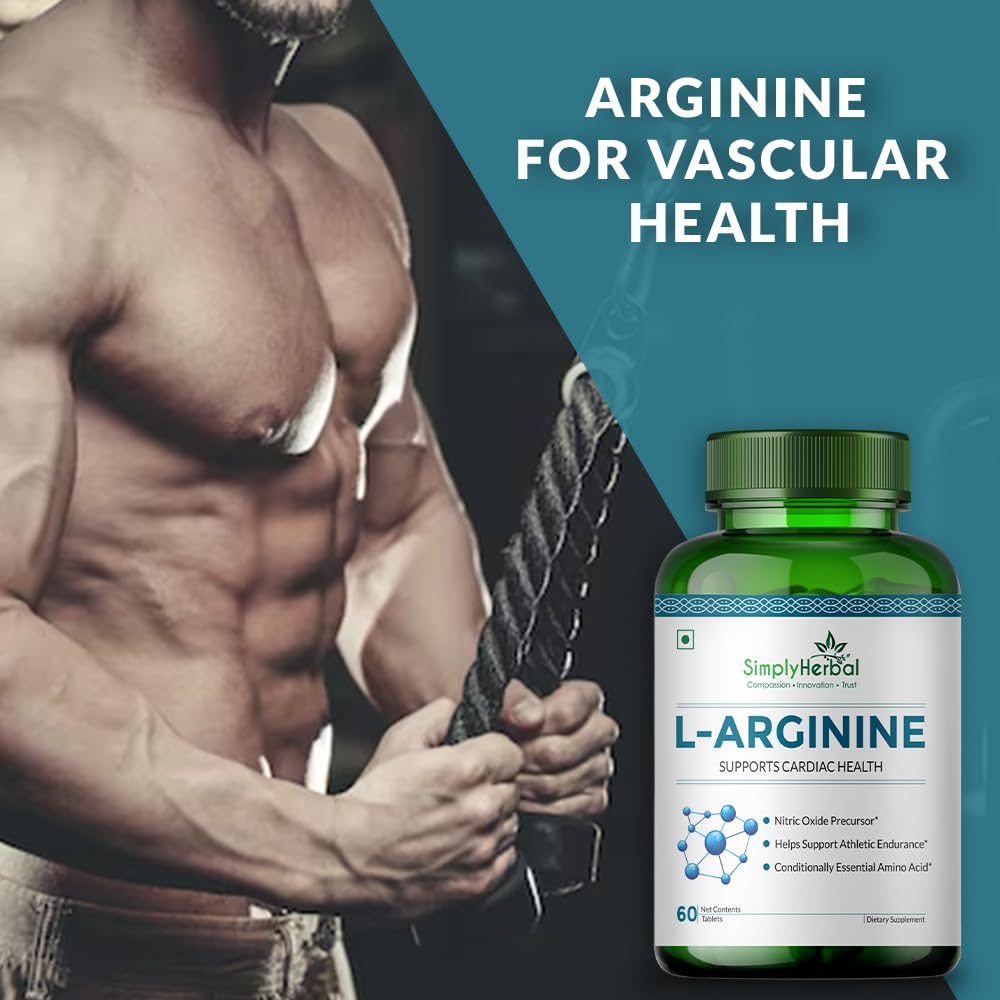 Simply Herbal L-Arginine Amino Acid Tablets | 500mg | 60 Count