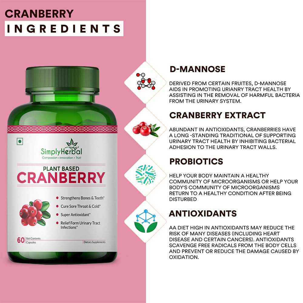 Simply Herbal D-Mannose & Cranberry 800mg | 60 Capsules