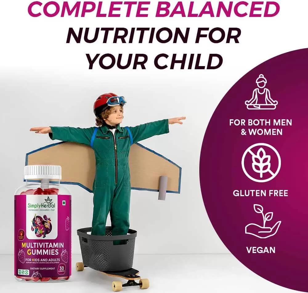 Simply Herbal Multivitamin Gummies | Calcium, Biotin & Multivitamins | 30 Gummies