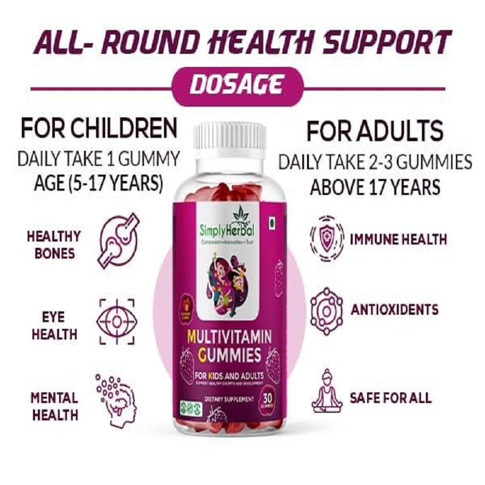 Simply Herbal Multivitamin Gummies | Calcium, Biotin & Multivitamins | 30 Gummies