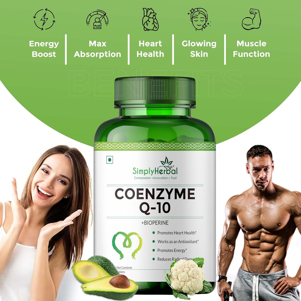 Simply Herbal Coenzyme Q10 200mg | BioPerine® | 60 Tablets