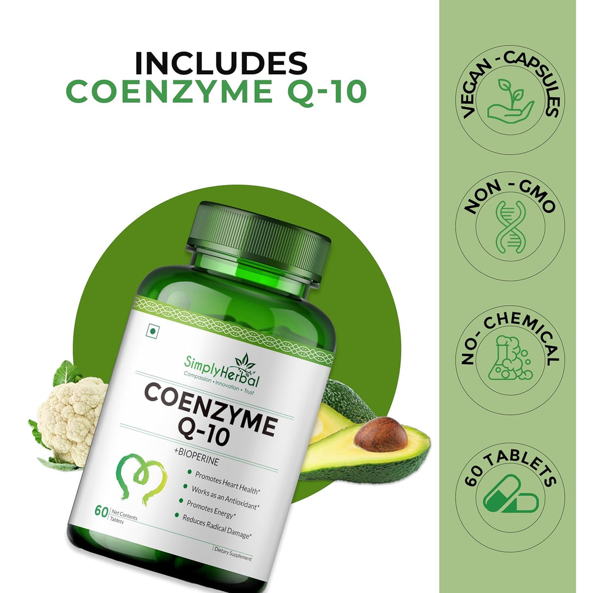 Simply Herbal Coenzyme Q10 200mg | BioPerine® | 60 Tablets